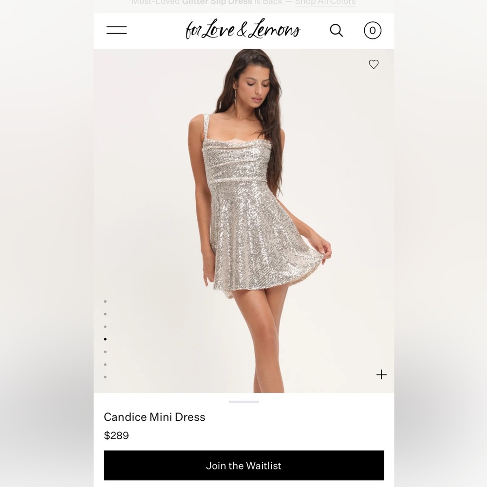 For Love And Lemons Glittering Silver Mini Dress